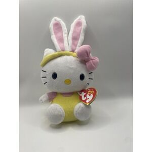 Ty Beanie Baby Hello Kitty yellow Easter bunny 6' plush 2011 with tags